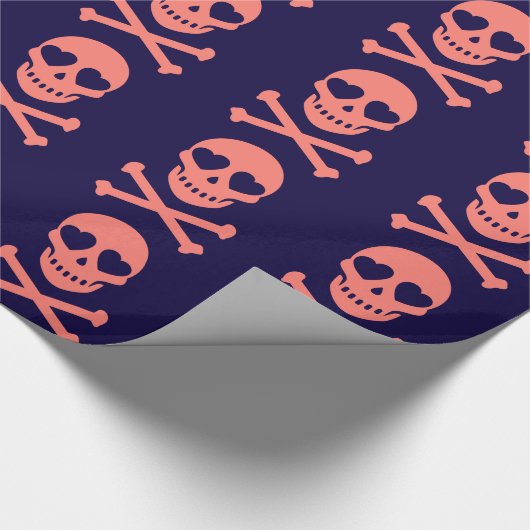  in roze schedels cadeaupapier (Hoek)