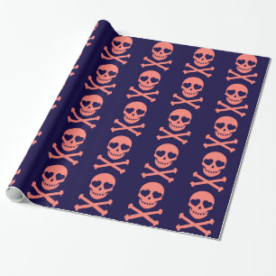  in roze schedels cadeaupapier