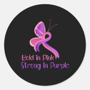 In Roze Sterk Paarse Geweld Borstkanker Bewust Ronde Sticker