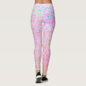  in Roze Stippen Seuret Geïnspireerde Kunst Leggings (Achterkant)