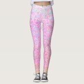  in Roze Stippen Seuret Geïnspireerde Kunst Leggings (Voorkant)