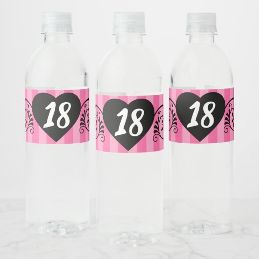 in roze strepen|Girly Birthday Party Waterfles Etiket (Flessen)