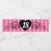 in roze strepen|Girly Birthday Party Waterfles Etiket (Enkel label)