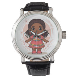  in roze teek horloge