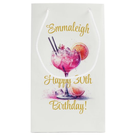  in Roze Thema Cocktail 30e Verjaardag Klein Cadeauzakje (Achterkant)