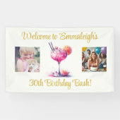 in roze thema cocktail 30e verjaardag spandoek (Horizontaal)