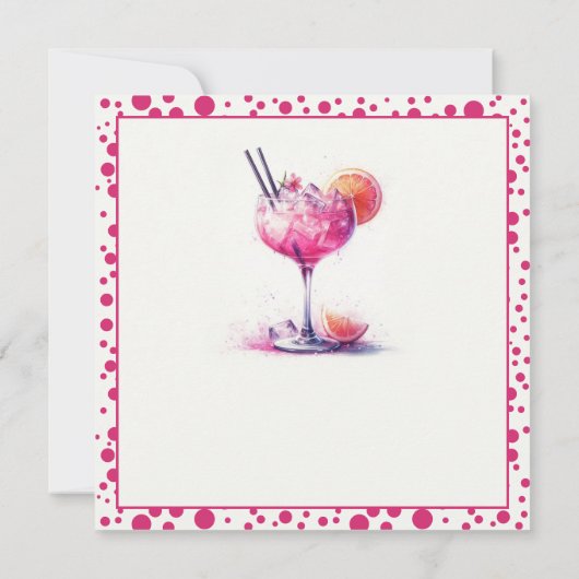  in roze thema cocktail Verjaardag Dank u Bedankkaart (Achterkant)