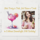  in Roze Thema Cocktail Verjaardag Sparkling Wijnetiket (Enkel label)