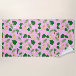 In roze tropische jongen strandlaken