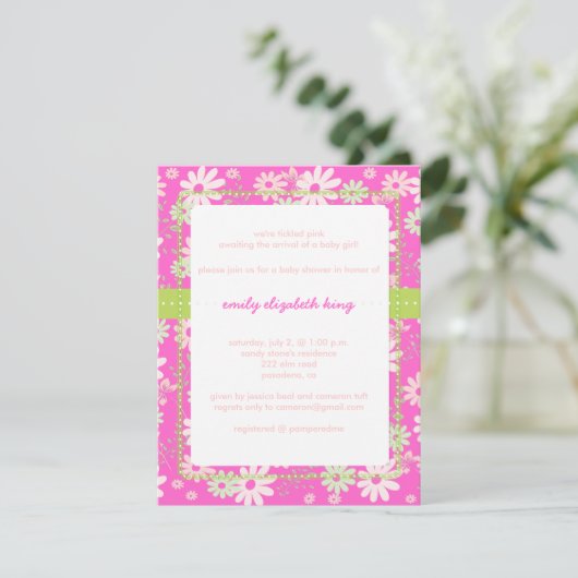  in roze tuin baby shower/dij kleur kaart (Staand voorkant)