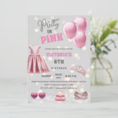  in roze verjaardagsfeestje kaart (Staand voorkant)