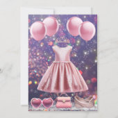  in roze verjaardagsfeestje kaart (Achterkant)