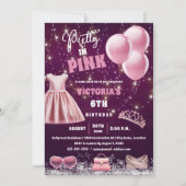  in roze verjaardagsfeestje kaart (Voorkant)