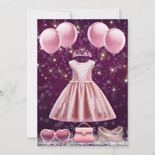  in roze verjaardagsfeestje kaart (Achterkant)