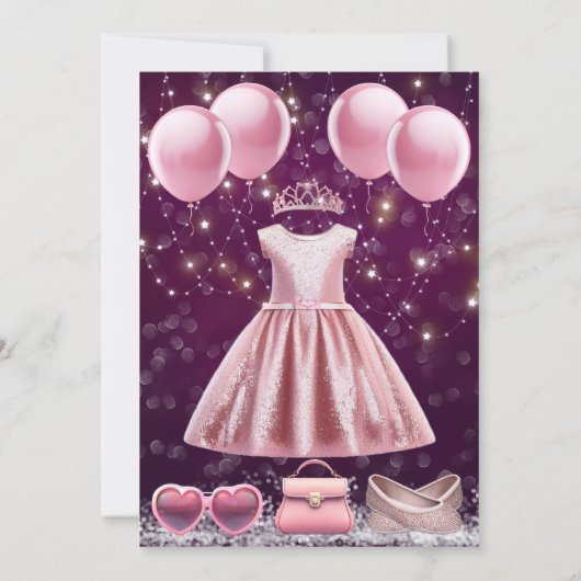  in roze verjaardagsfeestje kaart (Achterkant)