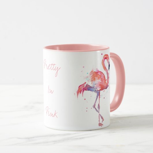  in roze waterkleurige flamingo-Mok Mok (Voorkant rechts)