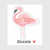 in roze Waterverf Flamingo Illustratie Sticker (Vel)