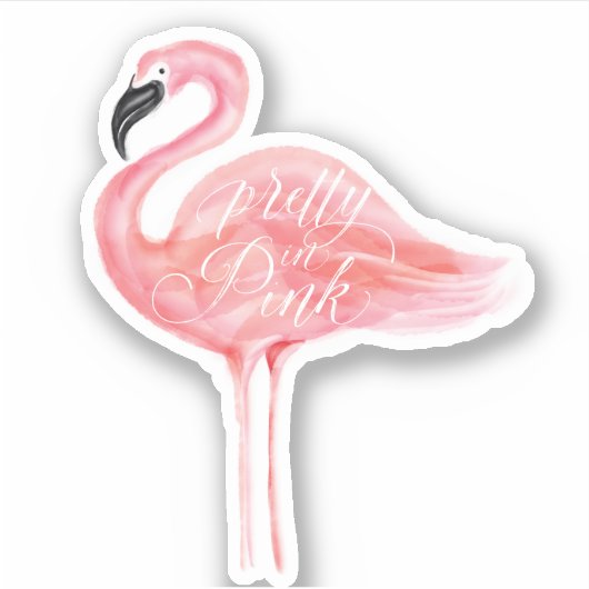  in roze Waterverf Flamingo Illustratie Sticker (Voorkant)