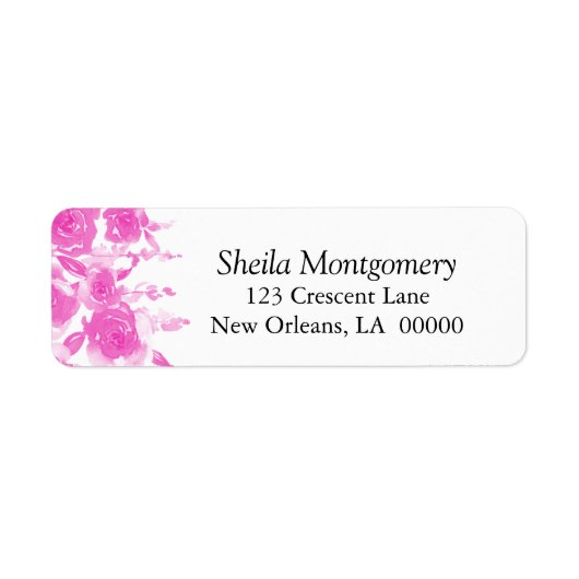 in roze Waterverf Rozen Etiket (Voorkant)
