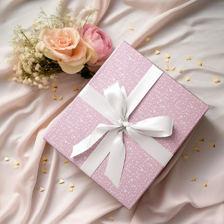 in Roze Willekeurige Grootte Witte Polka Dots Cadeaupapier