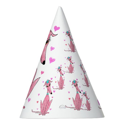  in roze windhond feesthoedjes (Rechts)