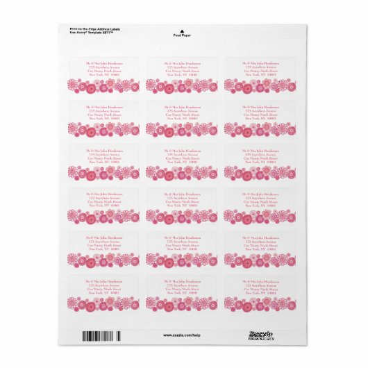  in Roze & Witte Floral Adres Sticker (Full Sheet)