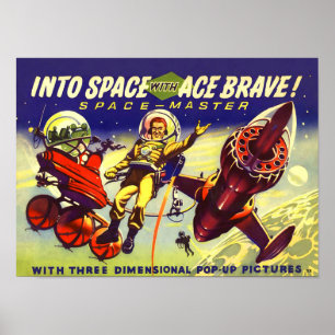  in ruimte met Ace Brave Science Fiction Poster
