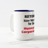 In ruste Werken voor de Hunnydo Corporation - Tweekleurige Koffiemok (Voorkant links)