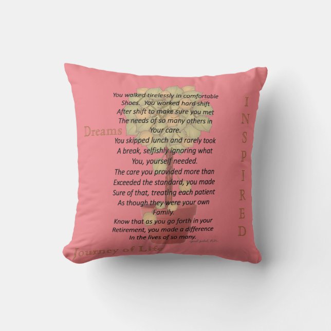 In ruste Zurse Poem Pillow Salmon Roze Kussen (Voorkant)
