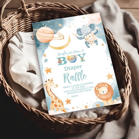 In Safari Houston hebben we een Boy Diapper Raffle Informatiekaartje