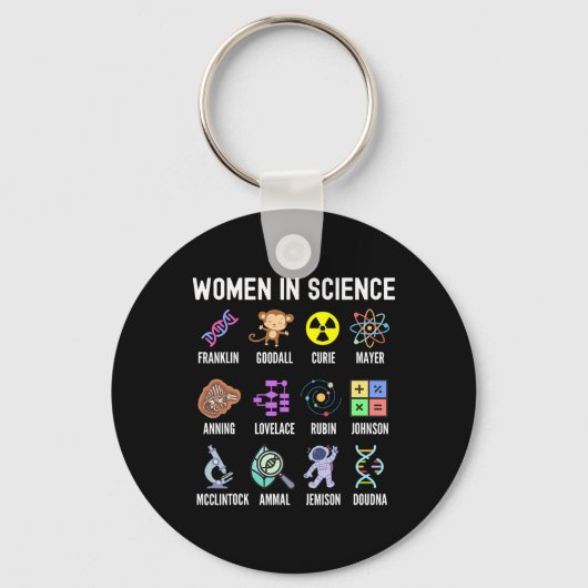 In Science - Feministische Stem Girls Empowerment  Sleutelhanger (Voorkant)