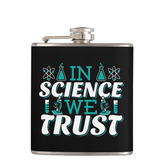 In Science We Trust Citaat - Leraar Heupfles (Voorkant)