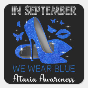 In september Draag Blue High Heels Ataxia Awarenes Vierkante Sticker