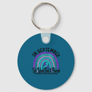 In september, draag turquoise en paarse regenboog sleutelhanger