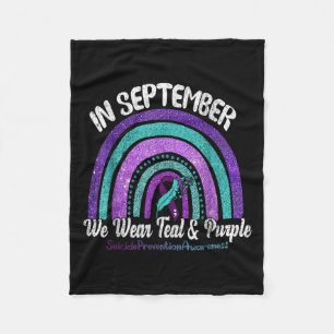 In september Draag we Blauwgroen &amp; Paarse rege Fleece Deken