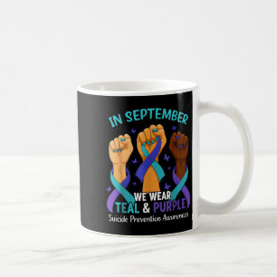 In september Draag we Blauwgroen Paarse lintjes ze Koffiemok