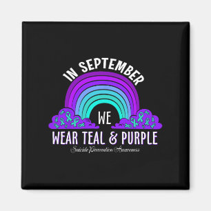 In september Draag we Blauwgroen Paarse lintjes ze Magneet