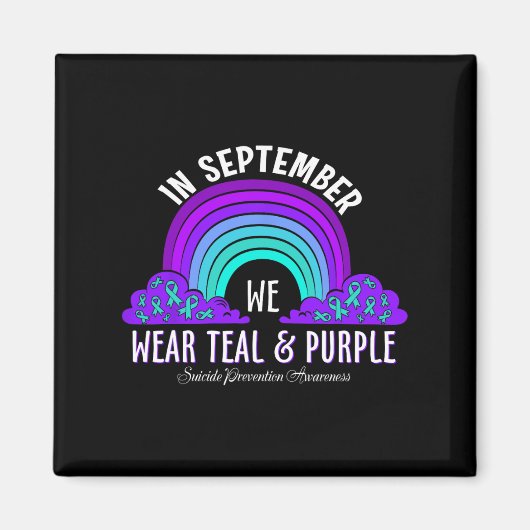 In september Draag we Blauwgroen Paarse lintjes ze Magneet (Voorkant)