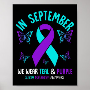 In september Draag we Blauwgroen Paarse lintjes ze Poster