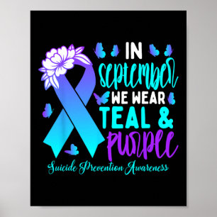 In september Draag we Blauwgroen Paarse lintjes ze Poster