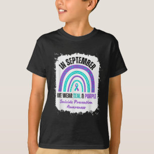 In september Draag we Blauwgroen Paarse zelfmoordb T-shirt