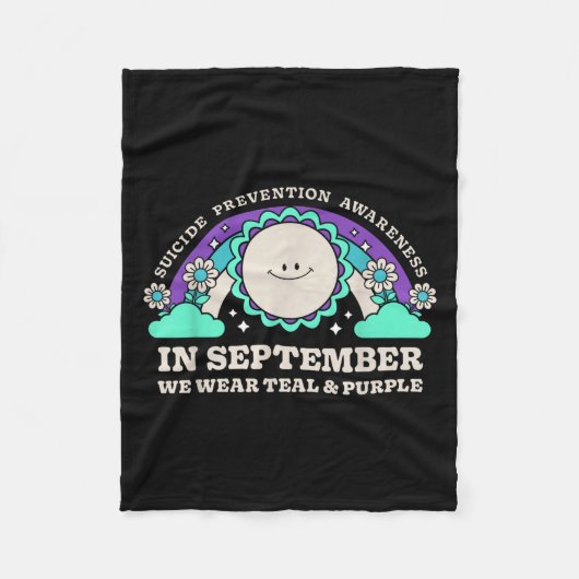 In september Draag we Blauwgroen Paarse zelfmoordp Fleece Deken (Voorkant)