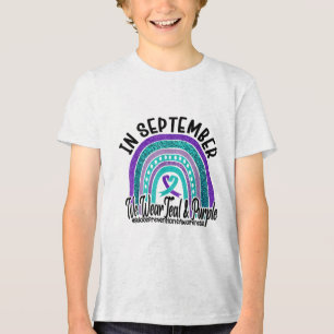 In september Draag we Blauwgroen Paarse zelfmoordp Tri-Blend Shirt
