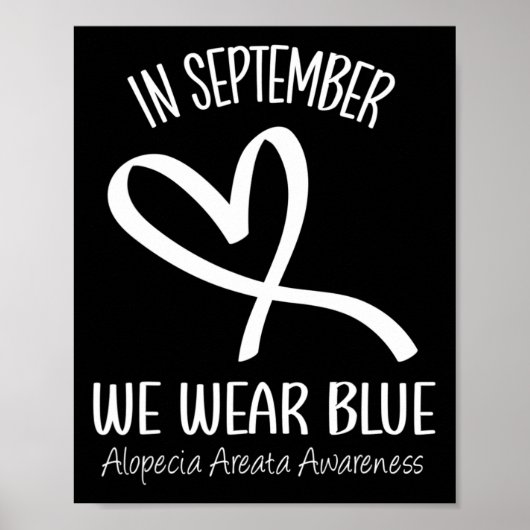 In september Draag we Blue Alopecia Areata Awarene Poster (Voorkant)