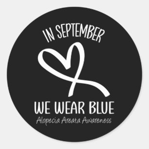 In september Draag we Blue Alopecia Areata Awarene Ronde Sticker