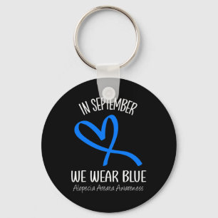 In september Draag we Blue Alopecia Areata Awarene Sleutelhanger