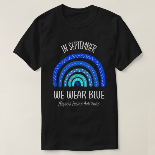 In september Draag we Blue Alopecia Areata Awarene T-shirt (Design voorkant)