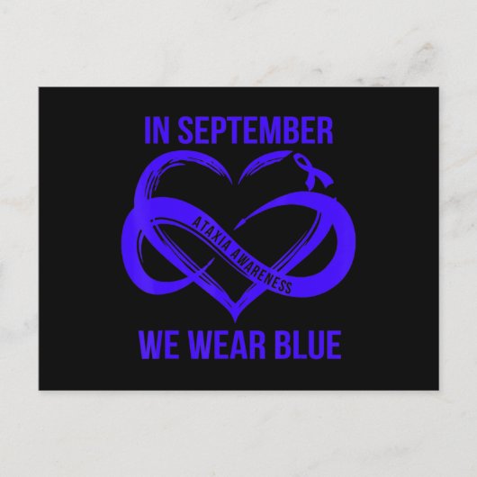 In september Draag we Blue Ataxia Awareness Ribbon Briefkaart (Voorkant)