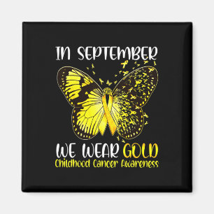 In september Draag we Gold Butterfly Childhood Can Magneet