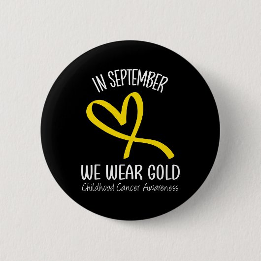 In september Draag we Gold Childhood Cancer A Ronde Button 5,7 Cm (Voorkant)